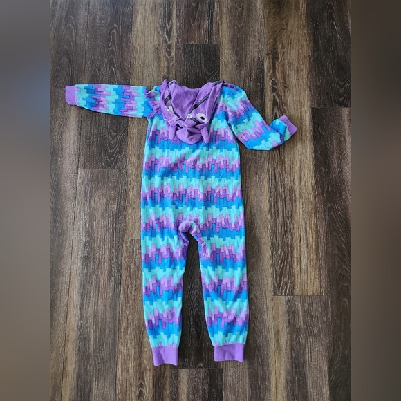 Fortnite Llama Kids Unicorn One Piece Pajama - Purple and Blue Boys Size 8 - Picture 3 of 4